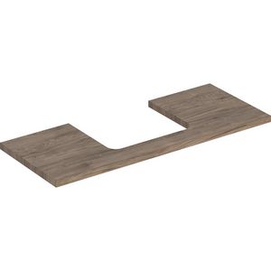 Wastafelblad voor opzetwastafel 120cm noten hickory uitsparing rechthoekig gecentreerd ONE