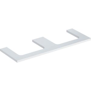Wastafelblad voor opzetwastafel 135cm wit hoogglans uitsparing rechthoekig links + rechts ONE