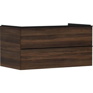 Onderkast Dark Walnut 980x550mm 2x la voor consoles met waskom greepkleur mat zwart Xelu Q 54081670