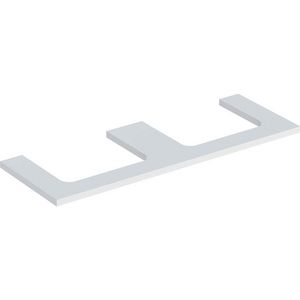 Wastafelblad voor opzetwastafel 135cm mat wit uitsparing rechthoekig links + rechts ONE