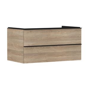 Onderkast Natural Oak 980x550mm 2x la voor consoles met waskom greepkleur mat zwart Xelu Q 54080670