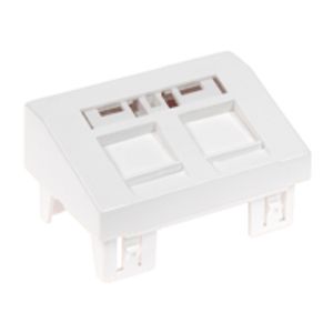 Datakap 2xRJ45 RAL9010 frame groen 3 modulen incl.draagframe