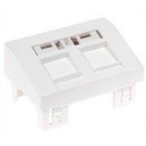 Datakap 2xRJ45 RAL9010 frame geel 3 modulen incl.draagframe