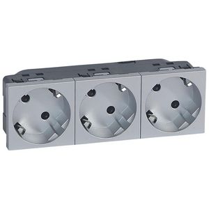 Wandcontactdoos 3voudig kv 45gr.steek 6 modulen ALU Mosaic