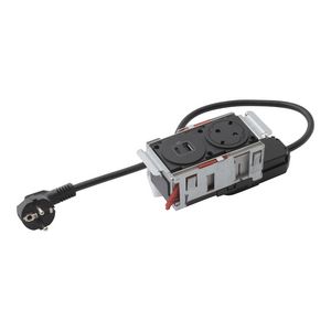 Mechanismen 2x met 1 Wandcontactdoos + USB zwart Disq"in