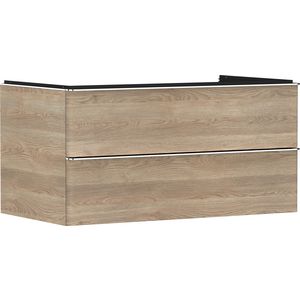Onderkast Natural Oak 980x550mm 2x la voor consoles met waskom greepkleur chroom Xelu Q 54080000