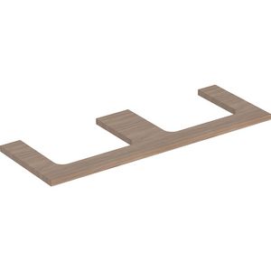 Wastafelblad voor opzetwastafel 135cm eiken uitsparing rechthoekig links + rechts ONE