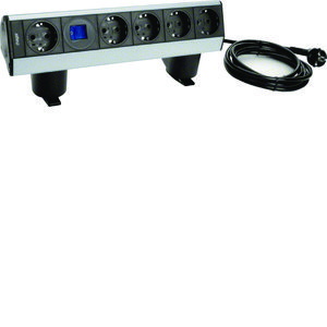 Bureaustekkerdoos met houder 1+4 Wandcontactdoos 1 schakelaar nat.geElox