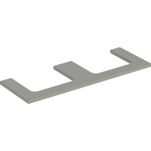 Wastafelblad voor opzetwastafel 135cm greige mat uitsparing rechthoekig links + rechts ONE