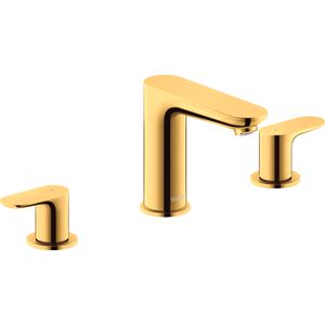 Wave 3-gats wastafelkraan goud gepolijst sprong 129mm