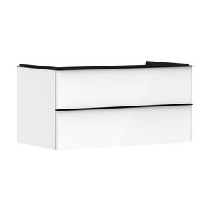 Onderkast wit hoogglans 980x550mm 2x la voor consoles met waskom greepkleur mat zwart Xelu Q 54078670