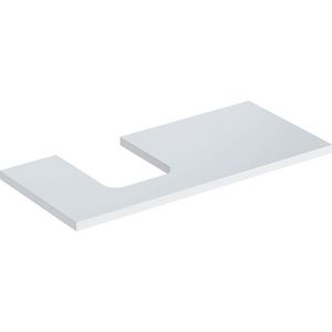 Wastafelblad voor opzetwastafel 105cm wit hoogglans uitsparing afgerond links ONE