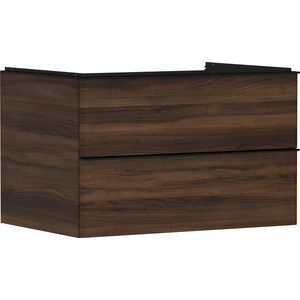 Onderkast Dark Walnut 780x550mm 2x la voor consoles met waskom greepkleur mat zwart Xelu Q 54077670