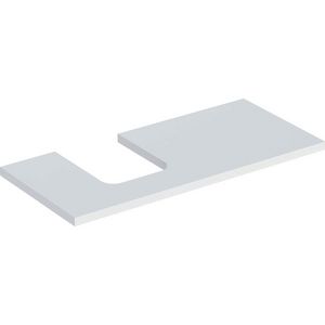 Wastafelblad voor opzetwastafel 105cm mat wit uitsparing afgerond links ONE