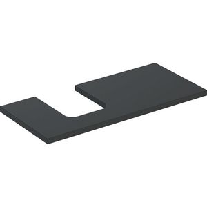 Wastafelblad voor opzetwastafel 105cm lava mat uitsparing afgerond links ONE