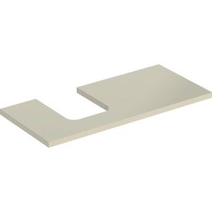 Wastafelblad voor opzetwastafel 105cm zandgrijs hoogglans uitsparing afgerond links ONE