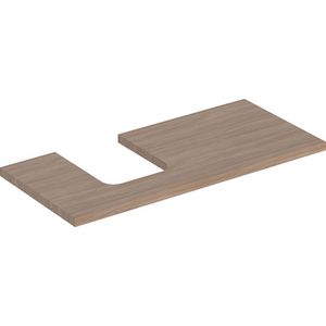 Wastafelblad voor opzetwastafel 105cm eiken uitsparing afgerond links ONE