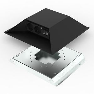 Opvoerzuil zwart 6v 4x wandcontactdoos+ 4x data uitsparing 32mm vloercontactdoos