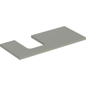 Wastafelblad voor opzetwastafel 105cm greige mat uitsparing afgerond links ONE
