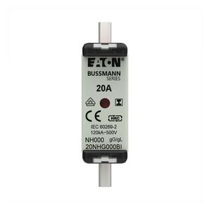 Zekering laagsp. 20A AC 500V NH000 gL/gG dubbele mel VVE=3