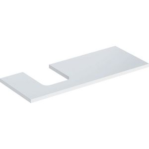 Wastafelblad voor opzetwastafel 120cm wit hoogglans uitsparing afgerond links ONE