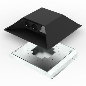 Opvoerzuil zwart 6v 4xwandcontactdoos+ 2xM45 incl. 32mm instortvloercd