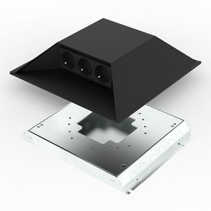 Opvoerzuil zwart 6v 6x wandcontactdoos inclusief 32mm instortvloercontactdoos