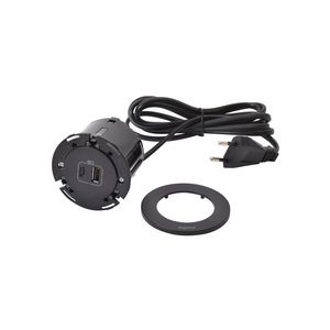 USB A+ C 15W zwart + stekker+ snoer L2m. Disq60