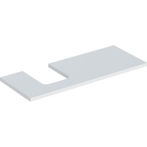 Wastafelblad voor opzetwastafel 120cm mat wit uitsparing afgerond links ONE