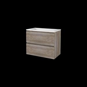 Set START-46 onderkast scotch oak 80cm greeploos 2x la acryl wastafel z/ kraangat (S46GL80A0SO)