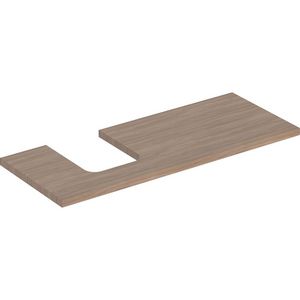 Wastafelblad voor opzetwastafel 120cm eiken uitsparing afgerond links ONE