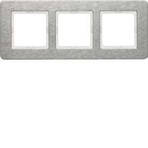 Afdekraam 3-v berker Q.7 edelstaal geborsteld hor.