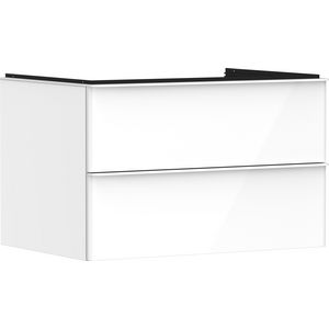 Onderkast wit hoogglans 780x550mm 2x la greepkleur mat wit voor wastafelblad Xelu Q 54074700