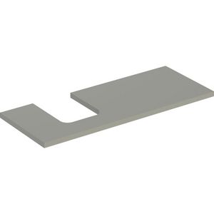 Wastafelblad voor opzetwastafel 120cm greige mat uitsparing afgerond links ONE