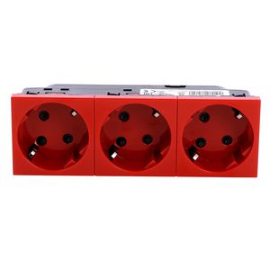 Wandcontactdoos + posp. 3voudig kv 6 modulen rood Mosaic
