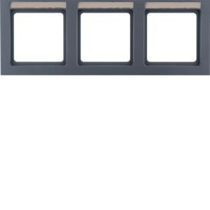Afdekraam 3v hor. tekstveld berker Q.3 antraciet soft-finish