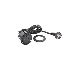 Wandcontactdoos zwart + stekker+snoer L2m. Disq60