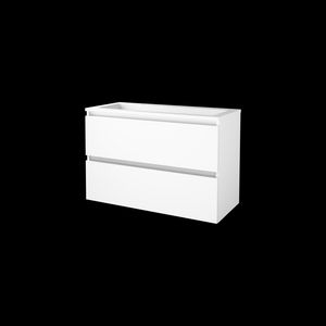 Set START-46 onderkast ice white 100cm greeploos 2x la acryl wastafel 2x kraangat (S46GL100A2IW)