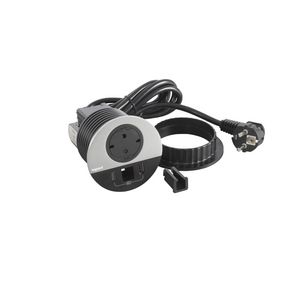 Wandcontactdoos ALU+ USB + kabeldoorvoer+snoer L0,5m. Disq80
