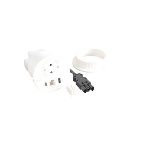 Wandcontactdoos wit +USB+stekker+snoer L0,5m. Disq80