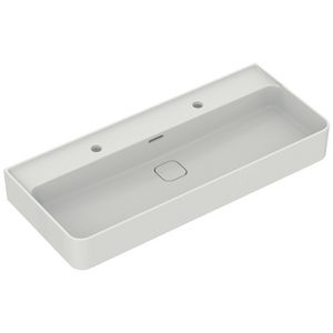 Strada II wastafel 100x43cm white 2x kraangat onderzijde geslepen met overloop