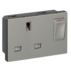 Wandcontactdoos+schakelaar BS 13A 3 mod. Magnesium Arteor
