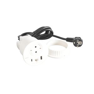 Wandcontactdoos wit + USB + RJ45+snoer L2m. Disq80