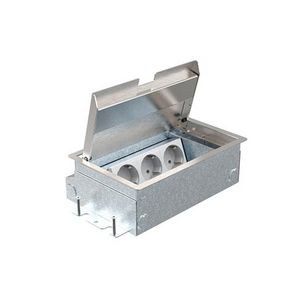 Servicebox + vloercontactdoos 65mm 3x wandcontactdoos RVS klep