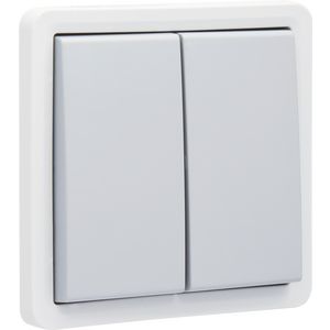 Spuitwaterdichte dubbele wisselschakelaar 10A / 250V schroefklemmen grijs excl. montagedoos