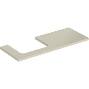 Wastafelblad voor opzetwastafel 120cm zandgrijs hoogglans uitsparing rechthoekig links ONE