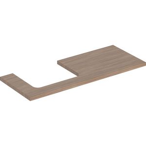 Wastafelblad voor opzetwastafel 120cm eiken uitsparing rechthoekig links ONE