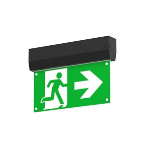 Nood uitgangsbord opbouw klein zwart incl. pictogram