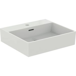 EXTRA wastafel 50cm met kraangat met overloop wit ideal plus