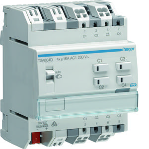 Schakelactor bussysteem KNX 4-voudig 16A capacitief